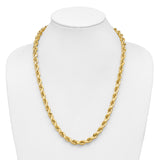 14k 8.0mm D/C Rope Fancy Lobster Clasp Chain