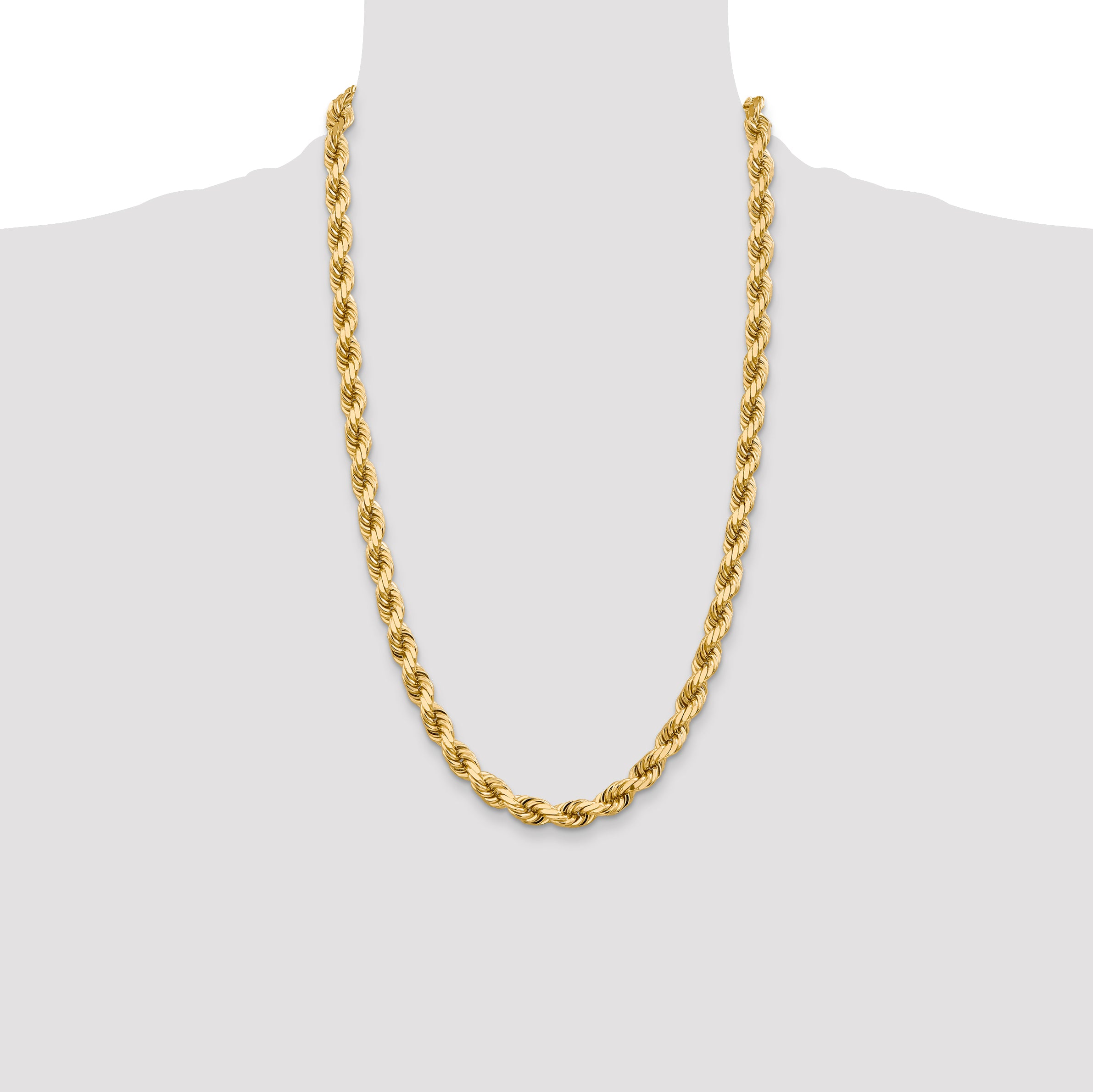 14k 8.0mm D/C Rope Fancy Lobster Clasp Chain