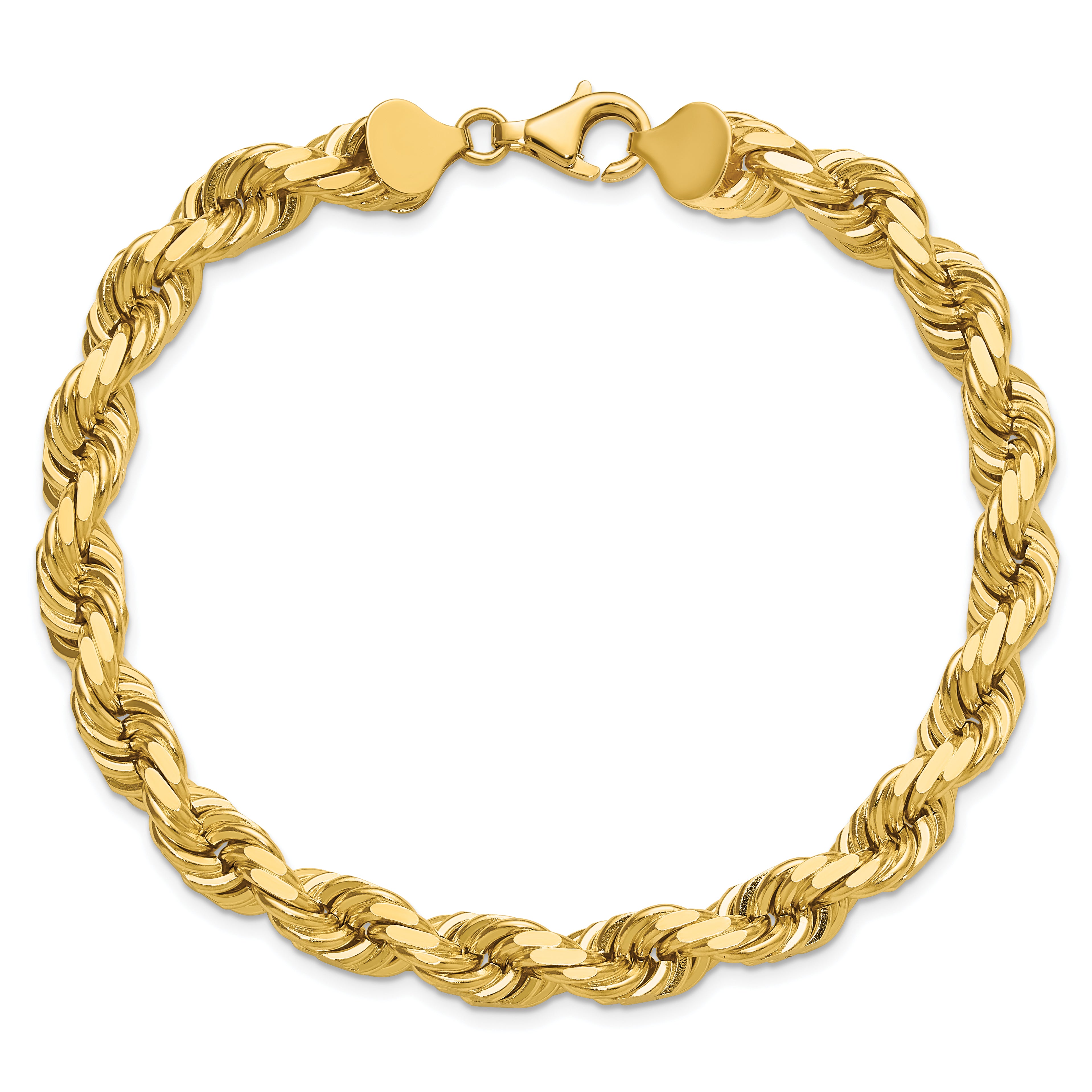 14k 8.0mm D/C Rope Fancy Lobster Clasp Chain