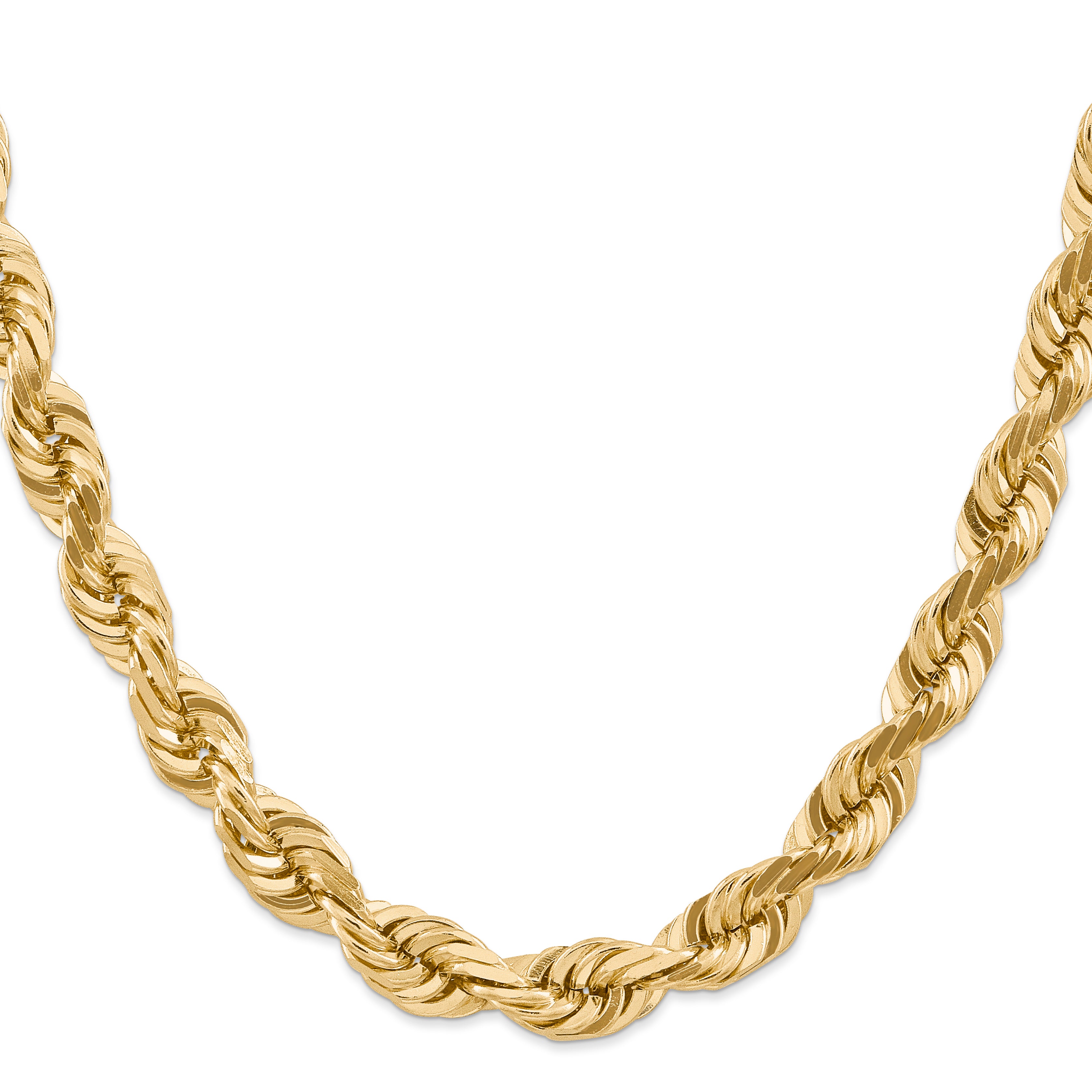 14k 10.0mm D/C Rope Fancy Lobster Clasp Chain