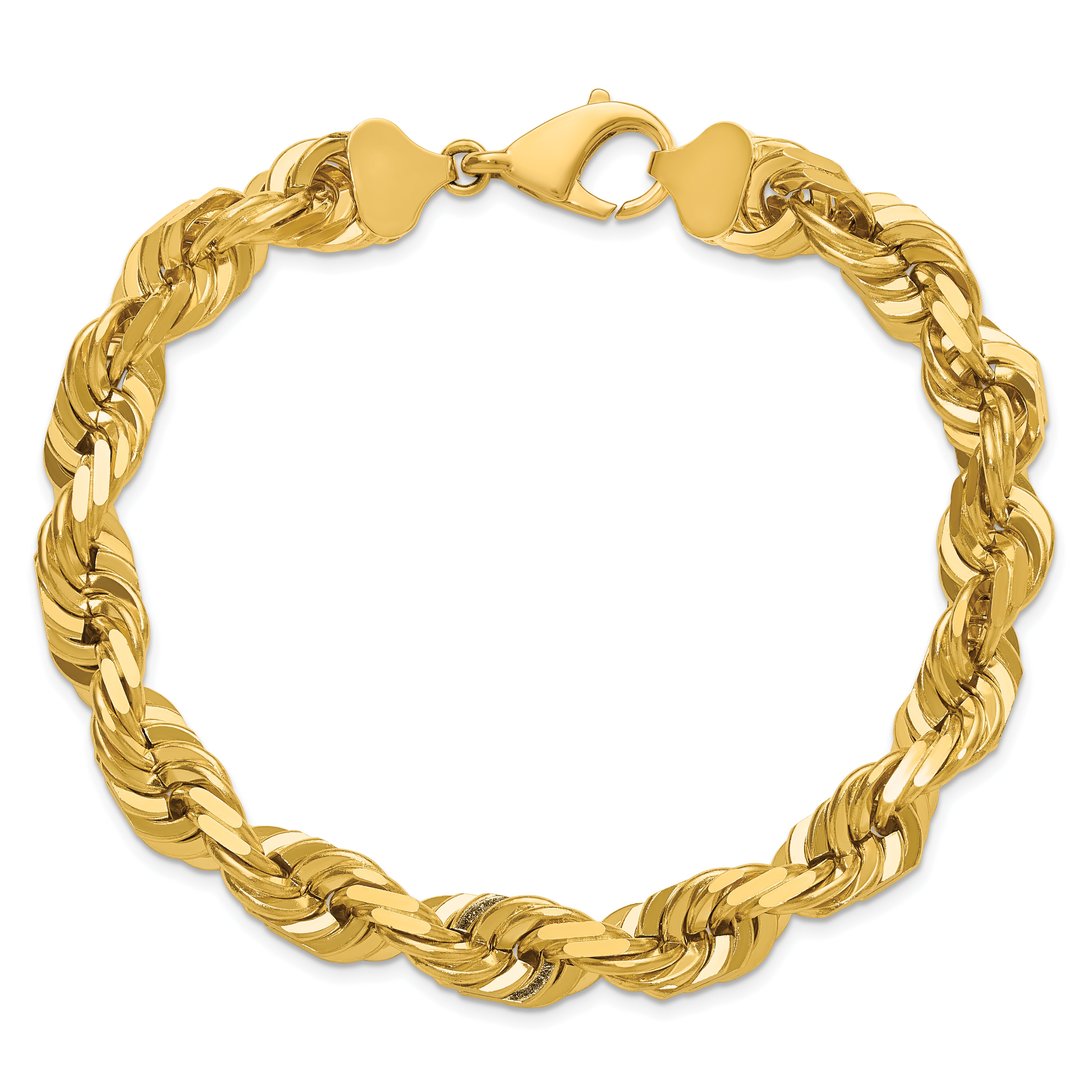 14k 10.0mm D/C Rope Fancy Lobster Clasp Chain