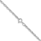 14K White Gold 1.35mm Carded Cable Rope Chain