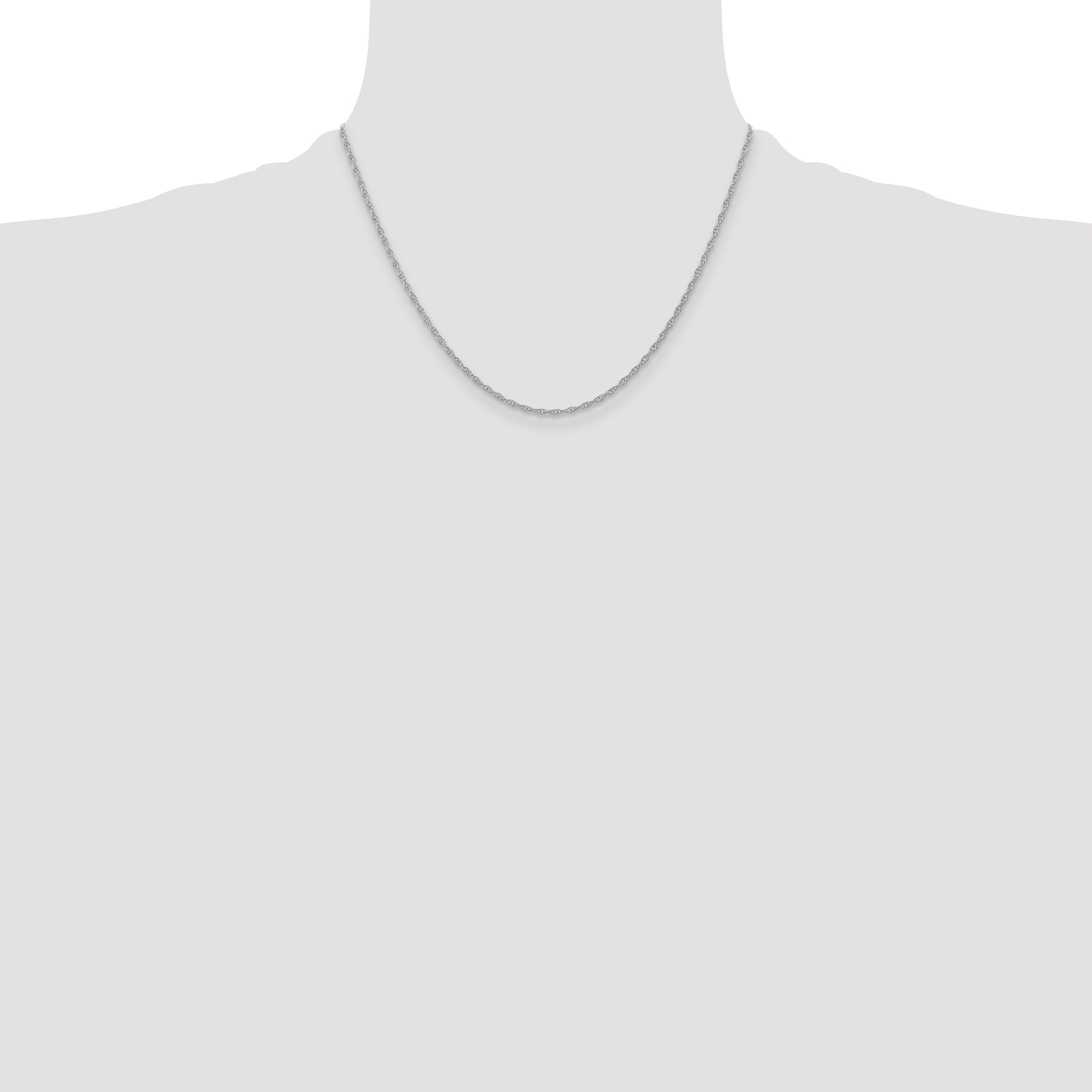 14K White Gold 1.35mm Carded Cable Rope Chain