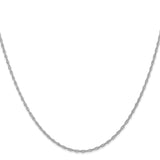 14K White Gold 1.35mm Carded Cable Rope Chain