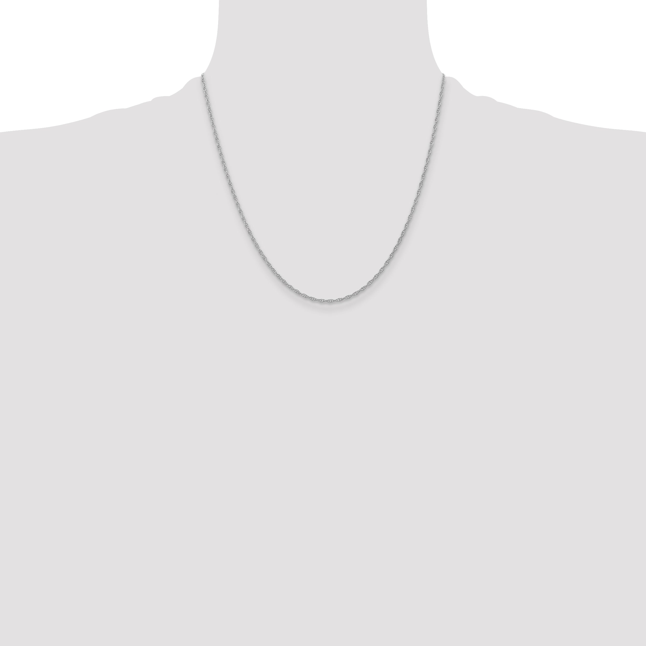 14K White Gold 1.35mm Carded Cable Rope Chain