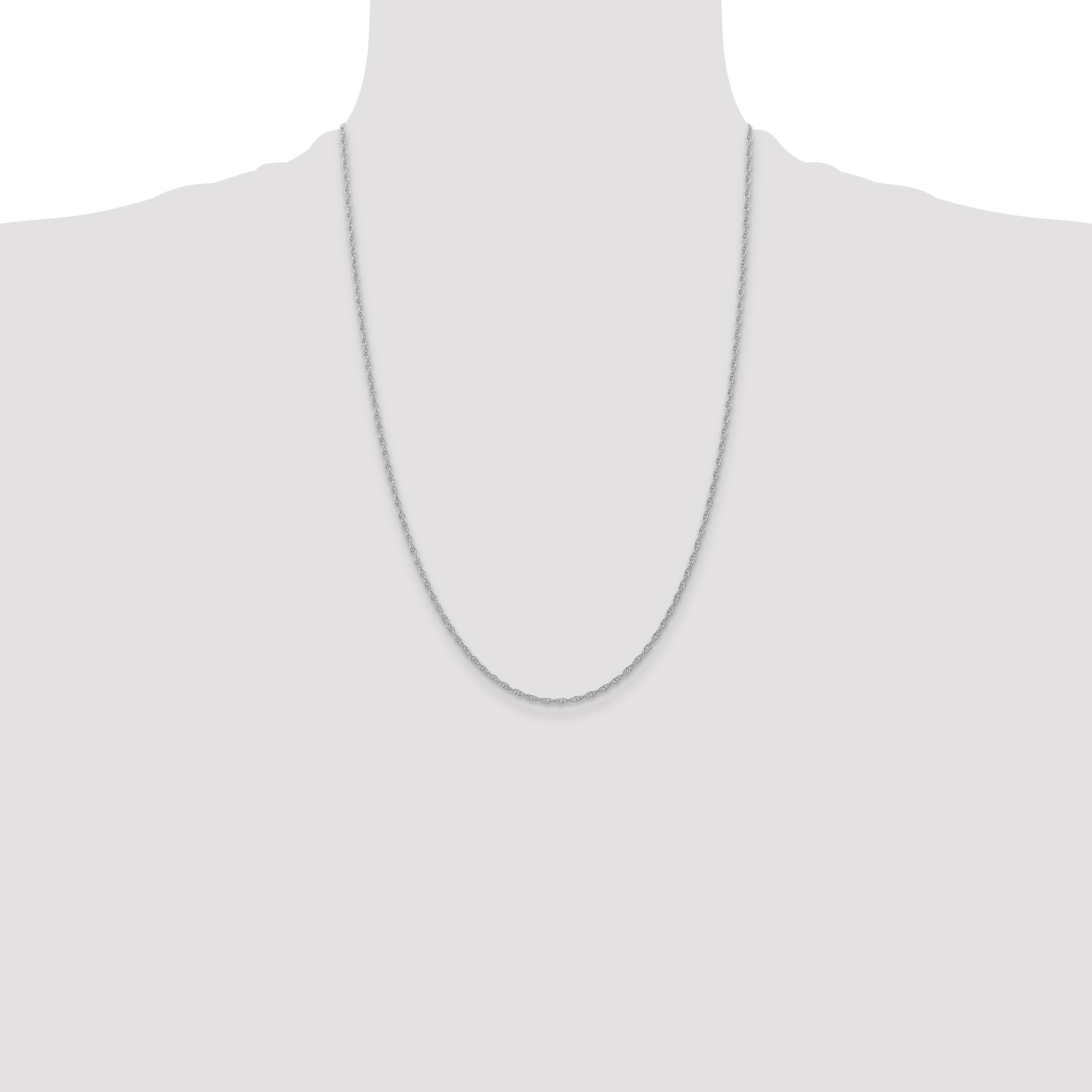 14K White Gold 1.35mm Carded Cable Rope Chain