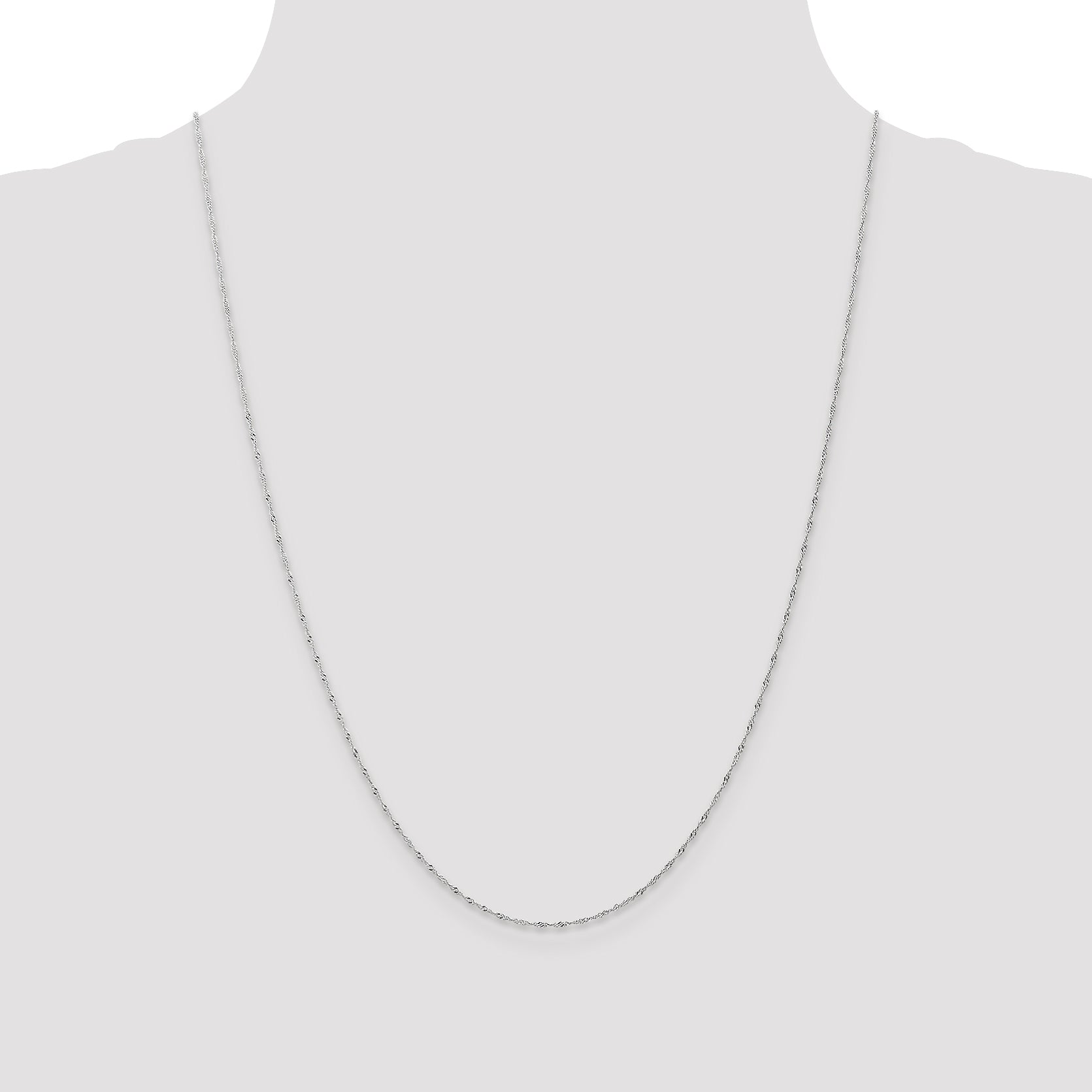 14k White Gold 1mm Carded Singapore Chain