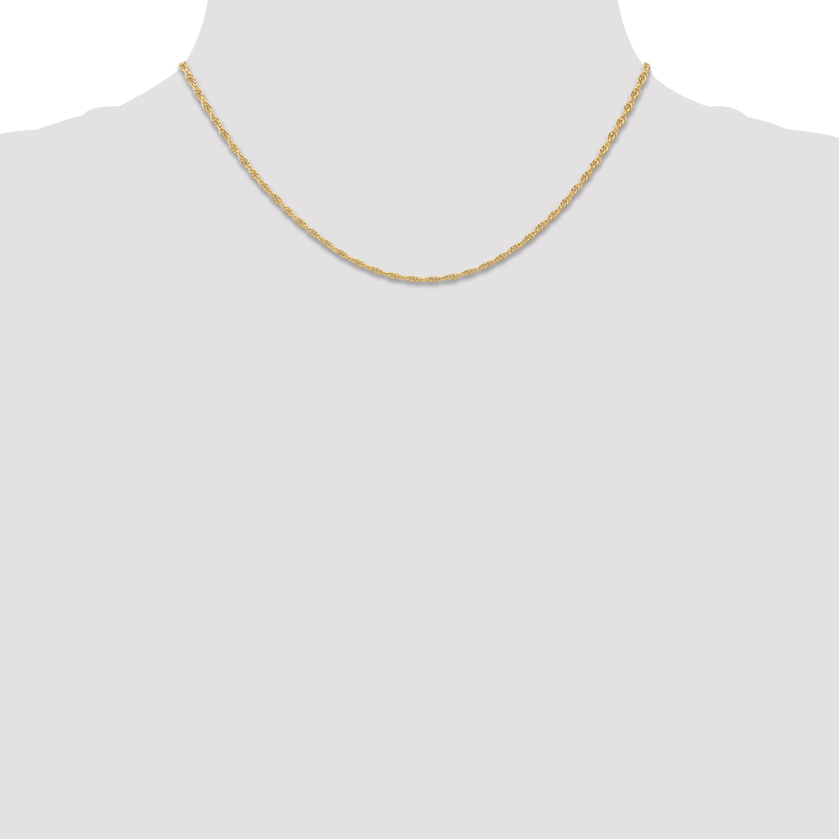 14K 1.55mm Carded Cable Rope Chain