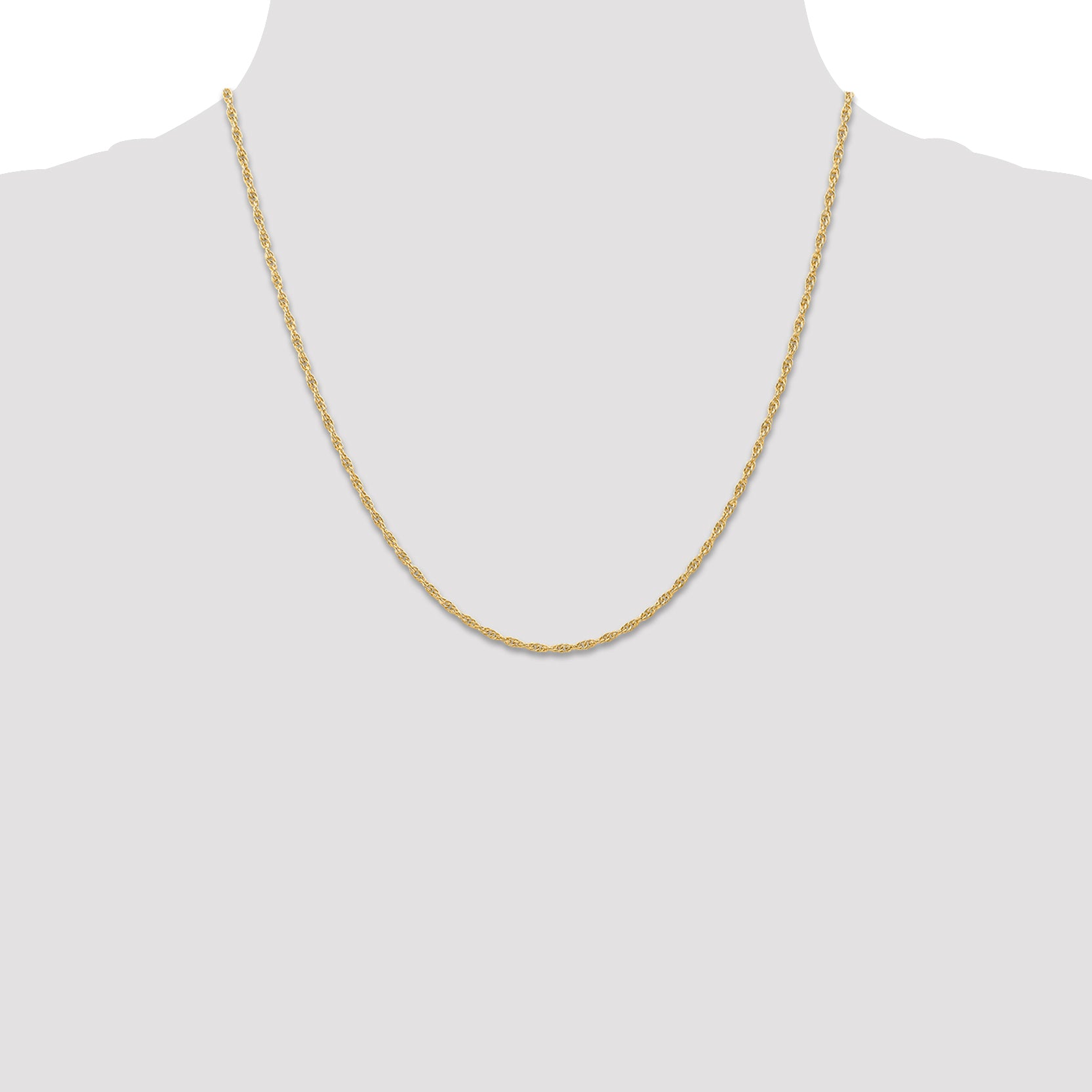14K 1.55mm Carded Cable Rope Chain