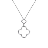 14k White Gold 0.10ctw Clover Drop Diamond Pendant