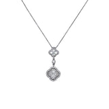 18k White Gold 0.80ctw Clover Drop Diamond Pendant