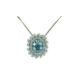 14k Two-tone Halo Diamond Pendant