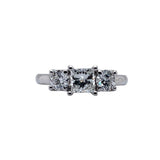 14k 3 Stone White Gold Princess Natural Diamond Engagement Ring