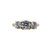 14k 3 Stone Yellow Gold Round Natural Diamond Engagement Ring