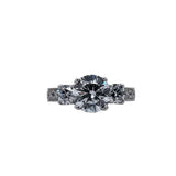 18k 3 Stone White Gold 3.04ct Round Natural Diamond Engagement Ring