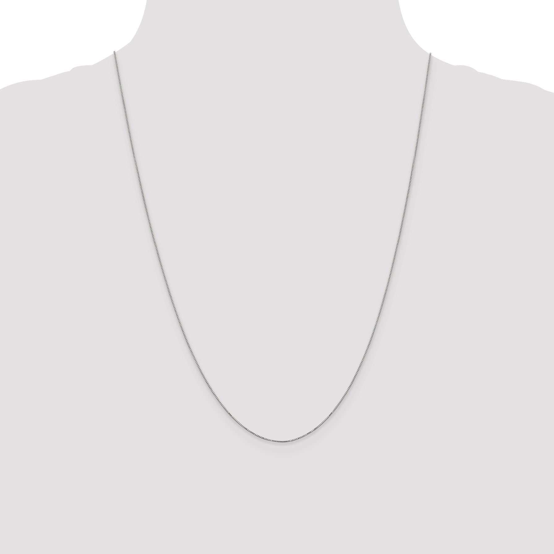 14k White Gold Carded .5mm Box Chain