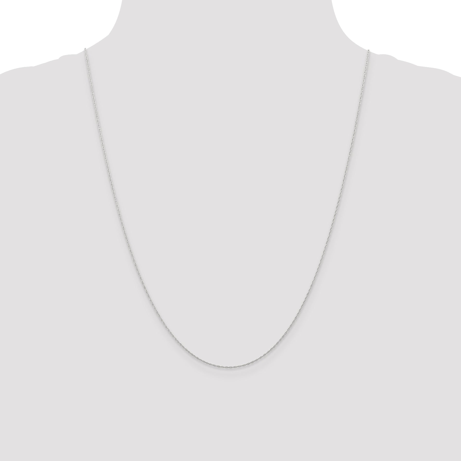 14k White Gold .5 mm Carded Cable Rope Chain