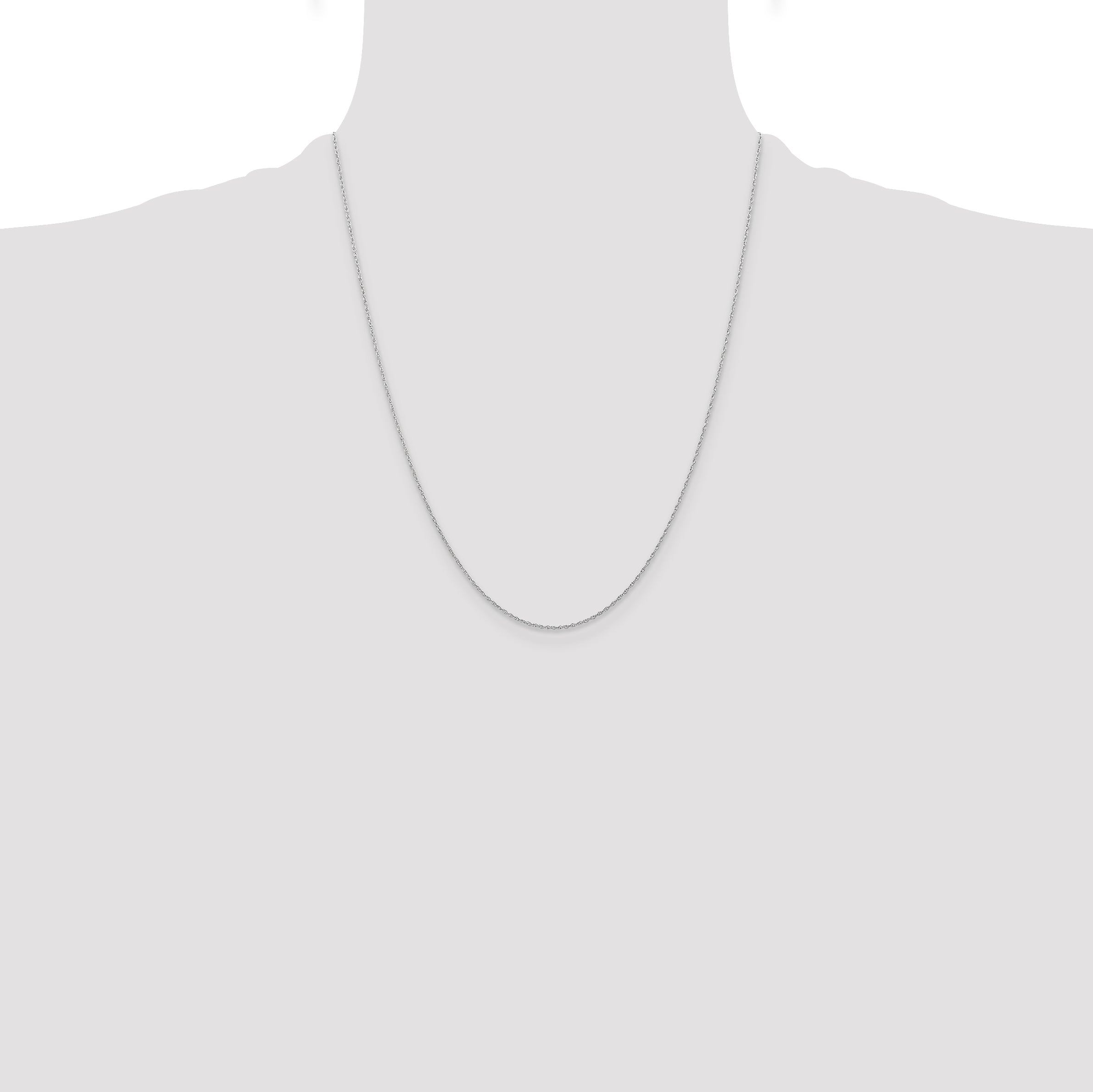 14k White Gold .6 mm Carded Cable Rope Chain