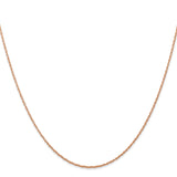 14k Rose Gold .7 mm Carded Cable Rope Chain