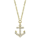 14k Yellow Gold 0.07ctw Diamond Anchor Pendant