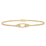 14k Polished Heart 10inch  Anklet