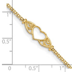 14k Polished Heart 10inch  Anklet