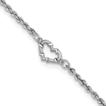 14k White Gold Diamond-cut Hollow Rope with Heart 9in Anklet