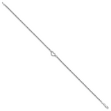 14k White Gold Diamond-cut Hollow Rope with Heart 9in Anklet