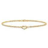 14k Diamond-cut Open Heart Rope Anklet