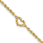14k Diamond-cut Rope with Heart 11in Anklet