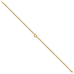 14k Diamond-cut Rope with Heart 11in Anklet