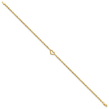 14k Diamond-cut Rope with Heart 11in Anklet
