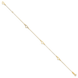14K Adjustable Fancy Heart 9in Plus 1in Ext. Anklet