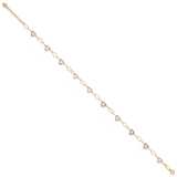 14k Two-tone Adjustable Heart 9in Plus 1in extension Anklet