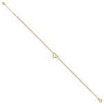 14k Double Strand Heart 10in Plus 1in ext. Anklet