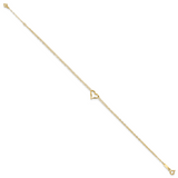 14k Double Strand Heart 9 Inch with 1 Inch extension Anklet