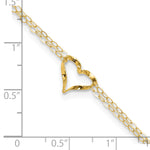 14k Double Strand Heart 9 Inch with 1 Inch extension Anklet