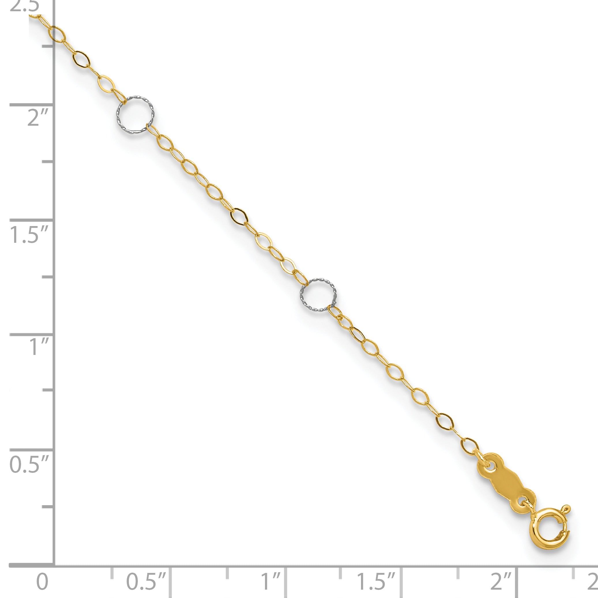 14k Two-Tone Circle 9in Plus 1in ext  Anklet