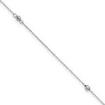 14K White Gold Mirror Beaded 9in Plus 1in ext. Anklet