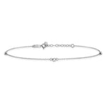 14K White Gold Mirror Beaded 9in Plus 1in ext. Anklet