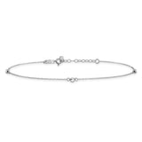 14K White Gold Mirror Beaded 9in Plus 1in ext. Anklet