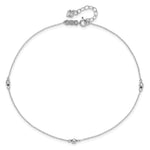 14K White Gold Mirror Beaded 9in Plus 1in ext. Anklet