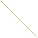 14K Adjustable Star 9in Plus 1in extension Anklet