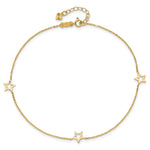 14K Adjustable Star 9in Plus 1in extension Anklet