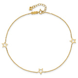 14K Adjustable Star 9in Plus 1in extension Anklet