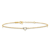 14k Diamond-cut Hearts 9in Plus 1in ext Anklet