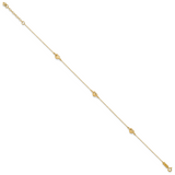 14k Puff Heart 9in Plus 1in ext. Anklet