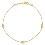 14k Puff Heart 9in Plus 1in ext. Anklet