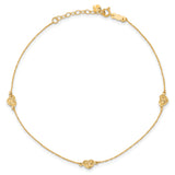14k Puff Heart 9in Plus 1in ext. Anklet