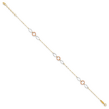 14k Tri-color Circle and Oval 9in Plus 1in ext. Anklet